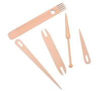 MAGICLULU Lot de 5 Set de Outils en Bois pour Métier à Tisser Comprenant Navette Aiguilles à Crochet et Peigne à Tisser Accessoires Polyvalents pour Tissage de Tapisseries Tentures