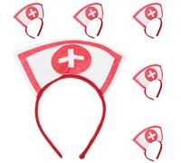 MAGICLULU Lot de 6 Bandeaux Infirmière Halloween en Tissu Doux, Serrage-têtes Flexibles à Motif Croix, Accessoires Cosplay pour Fête, Soirée à Thème et Déguisement Adulte