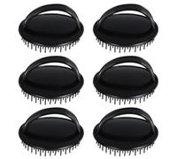 MAGICLULU Lot de 6 Brosses de Massage du Cuir Chevelu en Plastique Noir - Brosse Exfoliante Douce pour Shampoing Soin Anti-Démangeaisons Portable et Adaptée à Divers Types de Cheveux
