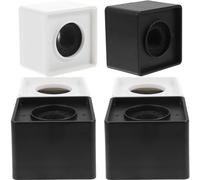 MAGICLULU Lot de 6 Cache-microphones Abs Noir et Blanc, Cube Logo Station de Microphone D'interview, Protection Isolante pour Micro sans Fil, Pied de Microphone pour Studio, Conférence