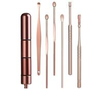 MAGICLULU Lot de 6 Cuillères Auriculaires Spirales en Acier Inoxydable, Kit D’extraction de Cérumen Antidérapant, Boîte de Rangement Portable, Outil de Nettoyage des Oreilles pour Adultes,