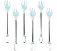 MAGICLULU Lot de 6 Gratte-dos Télescopiques en Inox, Bâtonnets Multifonctions Bleus Extensibles pour Massage et Soulagement des Démangeaisons, Outil Portable Ergonomique pour Dos, Tête