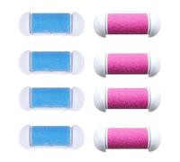 MAGICLULU Lot de 8 Têtes de Rechange pour Pédicure, Rouleaux Abrasifs Lavables et Réutilisables, Accessoires Roses et Bleus pour Râpe Électrique Pieds, Outils de Soin des Pieds Adaptés