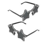 MAGICLULU Lunettes de Soleil Étoile Noire 2 Pièces, Sans Monture, Forme Étoile à Cinq Branches, Scintillants, Accessoires pour Soirée Dansante et Photo