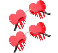 MAGICLULU Lunettes de Soleil Forme Cœur Rouge en Métal sans Monture 2pcs, Accessoires Disco Résistants et Stylés pour Femmes pour Fête et Photo