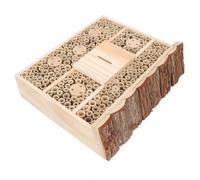 MAGICLULU Maison à Insectes Style Hut Rustique en Bois Beige pour Jardin, Cabane Décorative Attire Abeilles et Petites Bêtes pour Maintenir L'écologie du Jardin