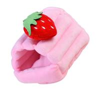 MAGICLULU Maison du Hamster en Coton Rose, Nid Semi-fermé Coupe-Vent | Décor Fraise Cartoon, Abri Discret pour Cage, Adapté aux Hamsters et Lapins Nains