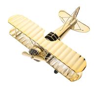 MAGICLULU Maquette D’Avion en Fer Forgé Vintage, Ornement Décoratif Rétro Grand Format, Décoration Intérieure Élégante pour Salon Bureau, Modèle Réduit Avion Métallique Doré, Accessoire