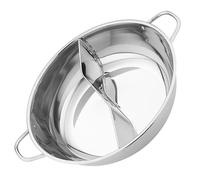 MAGICLULU Marmite à Fondue Chinoise à Fond Plat à Double Compartiment en Acier Inoxydable pour Cuisinière à Gaz à Induction sans Couvercle 34 Cm