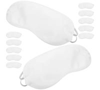 MAGICLULU Masques de Sommeil Jetables Opaques en Polyester Imitation Soie Blanc, Lot de 12 Pièces Légers et Portables pour Voyage, Détente et Protection Oculaire Optimale