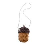 MAGICLULU Mini Woven Pine Cone Crossbody Bag for Cute Faux Rattan Handbag with Adjustable Strap Lightweight Miniature Photography Prop for Children