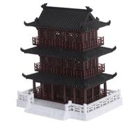 MAGICLULU Miniature Chinese Pavilion Architectural Model with Socle Three-Story Vintage Building Ornament for Fish Tank Desktop Bookshelf Home and Office Decoration