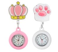 MAGICLULU Montre de Poche à Clip pour Infirmières Mouvement Quartz et Design Lumineux en Silicone Blanc, Lot de 2 Pièces, pour Usage Médical Quotidien