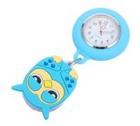 MAGICLULU Montre de Poche D'infirmière en Silicone Bleu Ciel Design Hibou, Extensible, Bouton-Poussoir, Alliage de Zinc, pour Hôpital et Milieu Médical