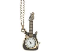 MAGICLULU Montre de Poche Steampunk pour Hommes de Guitare, Couleur Cuivre Ancien, avec Chaîne, Cadran à Grands Chiffres Facile à Lire, Montre Collier Vintage pour Présent et Usage