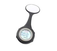 MAGICLULU Montre Infirmière Numérique Suspendue Noire en Silicone et Acier | Lecture LCD sans Utilisation des Mains, Clip pour Blouse, Usage Hôpital et Service, pour Soignants et Badges