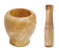 MAGICLULU Mortier Et Pilon En Bois Massif 10X10X10 Cm Pour Cuisine Broyeur Ail Entier Et Épices Outil Manuel Antidérapant Compact Pour Maison Et Préparation Culinaire