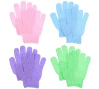 MAGICLULU Moufles Exfoliants Corps Gommage 4 Paires en Nylon Extensible Lavables en Machine Couleur Aléatoire et Femmes