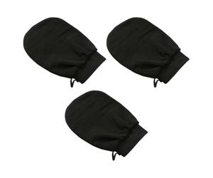 MAGICLULU Moufles Exfoliants Noirs 3pcs en Rayonne pour Bain, Exfoliation Profonde, Adaptés pour Auto-bronzant, pour Adultes