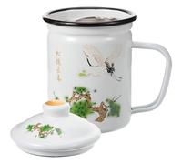 MAGICLULU Mug en Émail Rétro Infuseur à Thé 700ml, Poignée Confortable et Couvercle, pour Bureau ou Maison