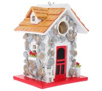 MAGICLULU Nichoir en Résine Suspendu pour Jardin, Maison d'oiseaux Décorative en Pierre, Nichoir de Jardin Robuste et Coloré pour Petits Oiseaux, Décoration Extérieure Patio et Pelouse,
