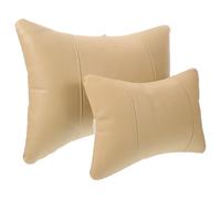 MAGICLULU Oreiller Cervical pour Voiture 2 Pièces Beige, Coussin Lombaire Respirant Ergonomique à Mémoire de Forme, Support Nuque et Tête pour Siège Auto, Accessoire Voiture Quatre Saisons
