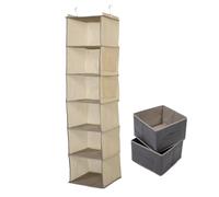 MAGICLULU Organisateur Suspendu Beige, 6 Niveaux Compartiments Séparés en Tissu Non Tissé Construction Robuste et Gain de Place pour Armoire pour Dressing ou Chambre