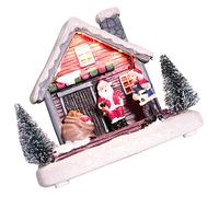 MAGICLULU Ornement de Noël Lumineux Résine Maison Décorative de Village de Noël Toit Blanc pour Décoration de Table et Intérieure sans Pile Ambiance Festive