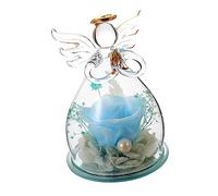 MAGICLULU Ornements Fleurs Artificielles avec Lumières Lumière LED Rose De La Saint-Valentin Romance Décor Rose Carte d'anniversaire Pédales De Roses Sky-Blue Fleur Stabilisée (Vraie Fleur)