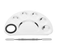 MAGICLULU Palette de Nail Art en Acier Inoxydable 2 Pièces Spatule, Palette Semi-Circulaire Compacte, Outil Professionnel pour Salon de Manucure et Voyage, Mélangeur pour Vernis et Bases