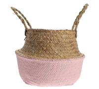 MAGICLULU Panier De Fleurs Panier à Linge en Osier avec Couvercle Usine Panier De Rangement Suspendu Corbeille Ronde en Rotin Corbeille De Fruits en Osier Panier en Rose Algue