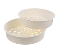 MAGICLULU Panier Vapeur Rond en Plastique Blanc 2pcs, Accessoire la Cuisine Polyvalent et Compact pour Cuisson Riz et Maïs, Cuisine Maison