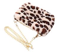 MAGICLULU Paquet Bandoulière Petit Format Léopard, en Peluche, Femme | Polyester Léger, Fermeture Zippée Pratique, pour Clés et Portefeuille, Style Mode, Blanc