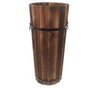 MAGICLULU Parapluie Bucket Seau À Parapluie En Bois Carbonisé Multifonction Pour Maison Porte-Parapluies Et Range BâTons De Marche 16.5 Pouces Compact Et ÉCologique