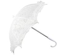MAGICLULU Parasol Décoratif Blanc en Dentelle pour Garçon et Filles, Mini Parapluie Vintage en Acier Bords Lisses, pour Photographie et Fêtes de Mariage