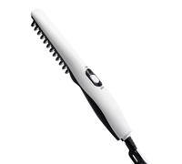MAGICLULU Peigne à Barbe Électrique Blanc avec Réglages de Température et Technologie Ionique pour Lisser Barbe et Cheveux, pour Coiffure à Domicile ou Usage en Salon