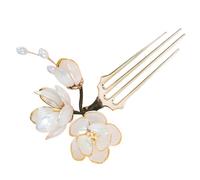 MAGICLULU Peigne à Cheveux Vintage à 4 Dents de Lotus, Accessoire de Coiffure Traditionnel Chinois Hanfu, Épingle à Cheveux Décorative Fleur, pour Chignons et Occasions Spéciales