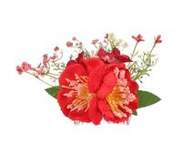 MAGICLULU Peigne à Chignon Rouge avec Fleur D’azalée Artificielle, Peigne Latéral Floral Léger pour Accessoires Cheveux de Mariée, Coiffure Élégante pour Mariage et Événements Spéciaux