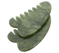 MAGICLULU Peigne de Massage du Cuir Chevelu en Jade Véritable 2pcs, Outil Portable et Élégant pour Exfoliation et Amélioration de L'absorption des Soins, Maison Voyages