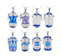 MAGICLULU Pendentif Aromathérapie en Alliage de Cuivre Bleu, Design Creux Carré Suspendu Support Solide pour Huiles Essentielles, pour Collier DIY et Présent Spécial