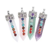 MAGICLULU Pendentif Créatif Cou Pendentif Soi-même en Pierre Naturelle 4pcs Sept Couleurs pour Création de Collier DIY