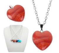MAGICLULU Pendentif Cœur en Pierre Naturelle Rouge, Collier Délicat de Cœur pour Anniversaire ou Noël, Bijou Élégant pour Petite Amie ou Épouse