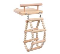 MAGICLULU Perroquet Balançoire en Bois Beige Style Roue Aérienne | Échelle Créative, Grimper et Oscillation, Maison et Animalerie