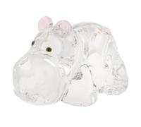 MAGICLULU Petite Figurine en Cristal Clair D’Hippopotame Miniature, Presse-Papier Décoratif en Verre Fait Main, Statue Décorative Rose Transparente pour Bureau, Salon et Collection