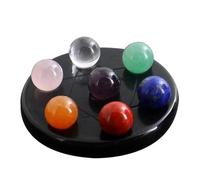 MAGICLULU Pierres Chakra Naturelles avec Base Obsidienne Noire Sphères de Cristaux Énergétiques pour Décoration Feng Shui et Relaxation Plateau Sept Étoiles pour Apéritif Couleur Aléatoire