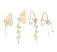 MAGICLULU Pince à Cheveux à Pompon en Alliage, Lot de 4 Pièces Dents de Griffe, Accessoire Coiffure Élégant pour Femmes, Maintien Serré et Style Unique
