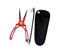 MAGICLULU Pince de Pêche Rouge Multifonction en Alliage D’Aluminium | Coupe-ligne et Retrait D’hameçon, Design Fixe, Cordon de Sécurité Inclus, Rangement Nylon