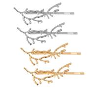 MAGICLULU Pinces à Cheveux en Alliage de Style Coréen Bois de Cerf Élégantes, Haute Résistance, Lot de 4 Pièces Or et Argenté, pour Réunion Annuelle ou Fête Entre Amis