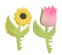 MAGICLULU Pinces à Cheveux Fleurs 2 Pièces en Alliage Chic et Stylées, Pinces à Griffes Tournesol et Tulipe pour Coiffure, pour Se Laver le Visage ou Prendre un Bain