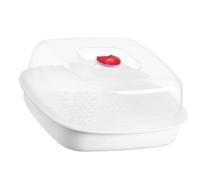 MAGICLULU Plaque de Cuisson Vapeur Micro-ondes en Plastique Trous de Ventilation et Poignée Anti-éclaboussures pour Petits Pains et Raviolis, Présent Cuisine